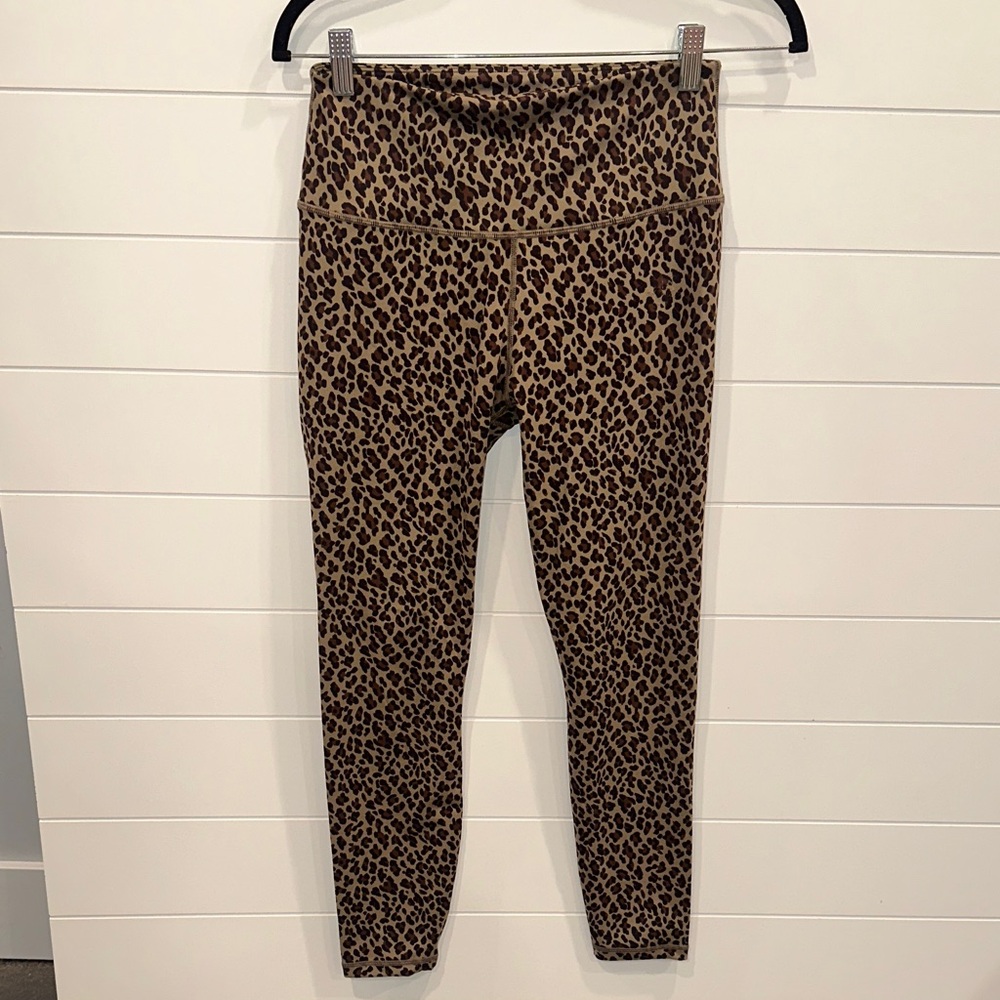 Varley Leopard-Print High-Rise Leggings in Brown & Black